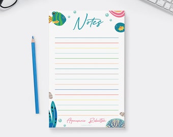 Personalized Kids Under the Sea Notepad, Custom Sea Life Writing Notepad Stationery, Ocean Underwater To Do List Notes, Kids Gifts