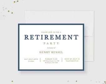 Retirement Party Invitation Editable Template, Retirement Printable Digital Download, Teacher Nurse Army Retirement Cards