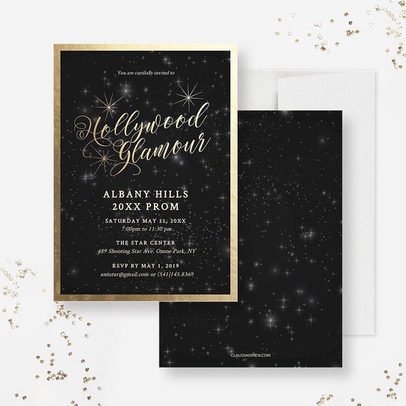 Hollywood Glamour Party Invitation Edit Yourself Template Etsy