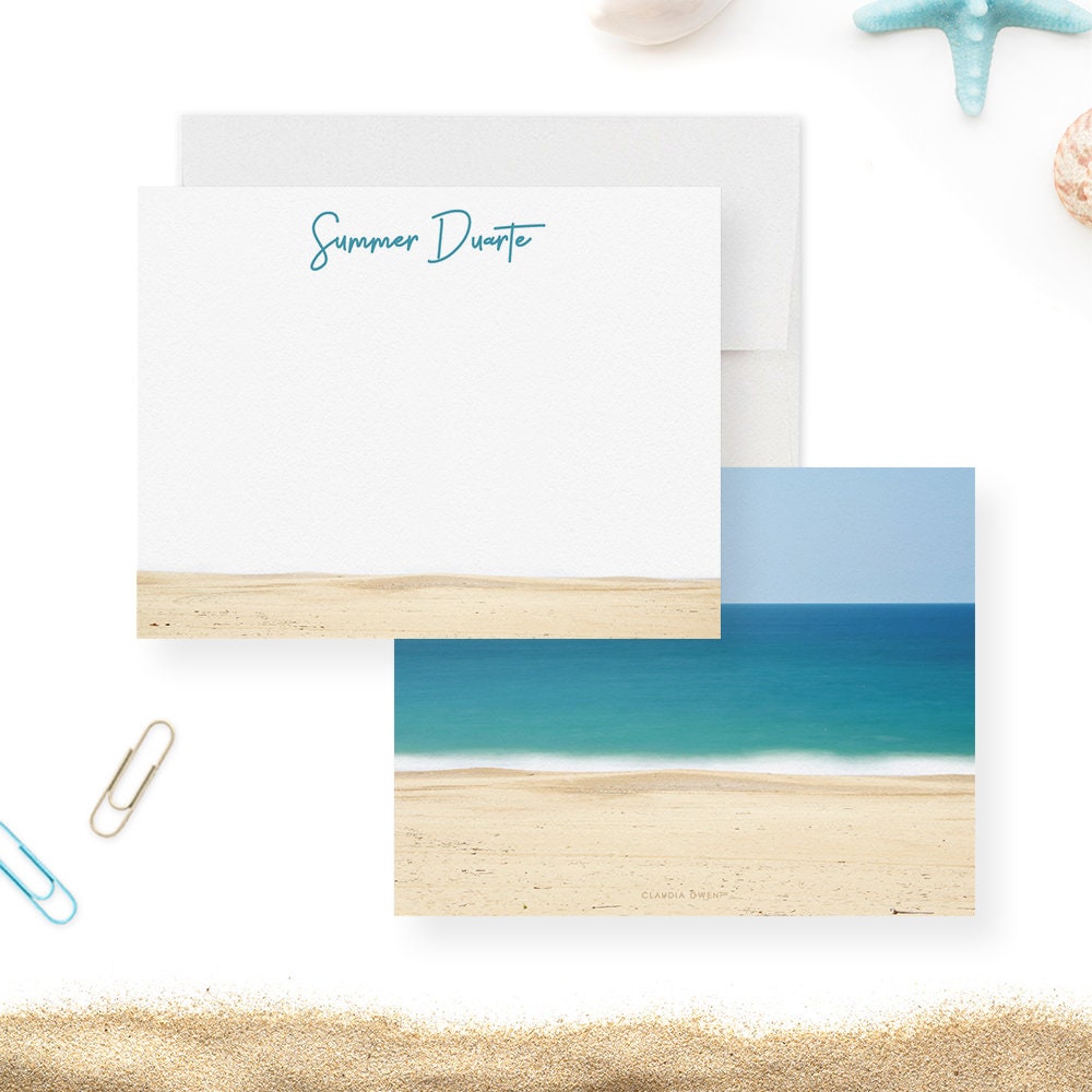 Beach Notes Beach Note Card Gift Set, Custom Home Office Stationery for Women ...