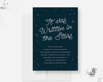 It Was Written In The Stars Invitation Digital Download, Adoption Baby Shower Invitation, Celestial Starry Night Sky Wedding Invites