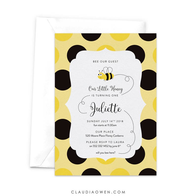 Bumblebee Birthday Invitation Bee Party Bee Invites Honey Bee Etsy
