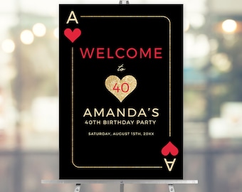 Poker Birthday Party Welcome Sign, Casino Night Sign, Las Vegas Themed Birthday Party Sign, Poker Night Printable Sign