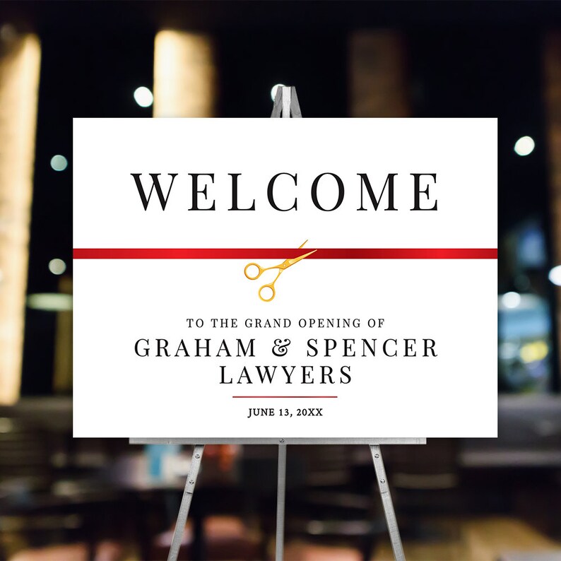 Grand Opening Welcome Sign Edit Yourself Template Printable Sign 24 X 18 Inches Digital Download Launch Party Ribbon Cutting Ceremony