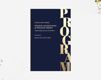 Elegant Program Event Printable Digital Download, Business Program Brochure Template, Program Event Flyer, Gala Program Booklet