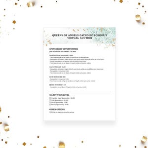 Personalized Sponsorship Form Template, Editable Sponsorship Commitment Form, Aqua and Gold Donation Form for Fundraisers Digital Download
