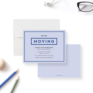 Faire-part de déménagement d'entreprise Déménagement Cartes de bureau personnalisées pour les clients et les clients Papeterie pour changement d'adresse