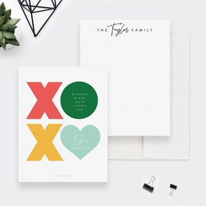 Cartes de correspondance familiales personnalisées, Papeterie XOXO personnalisée pour la famille, Cartes de remerciement pour la famille, Cadeaux pour la famille