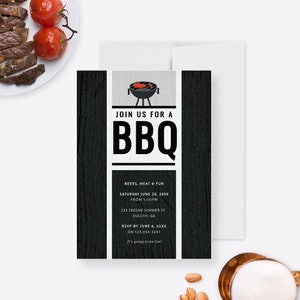BBQ Birthday Party Invitation Editable Template, Backyard bbq Printable Digital Download, Meat on the Grill I Do BBQ Engagement Party