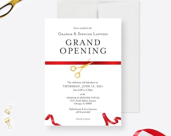 Grand Opening Editable Template Launch Party Digital Download, Ribbon Cutting Ceremony New Business Opening New Office Inauguration