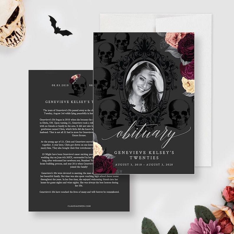 Funeral for my Youth Party Invitation Matching Set Editable Template, Funeral Birthday RIP 20s 30s, Obituary Welcome Sign Gift Tag Bundle image 4