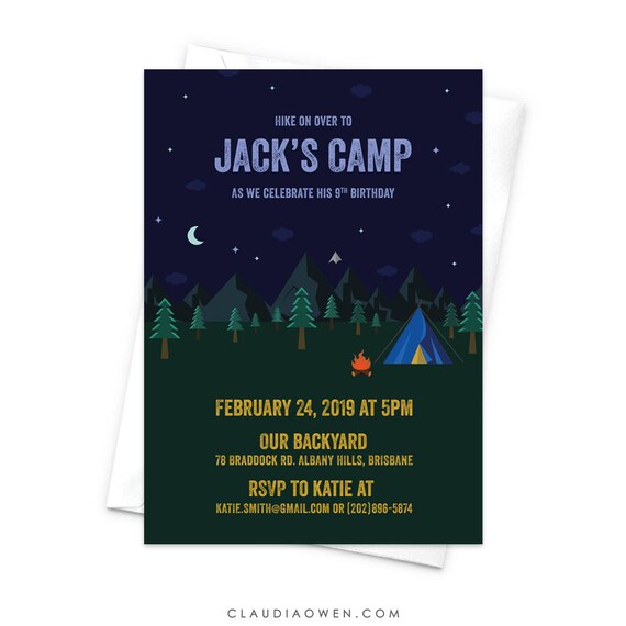 Camping Adventure Invitation Let S Camp Out Bone Fire Etsy