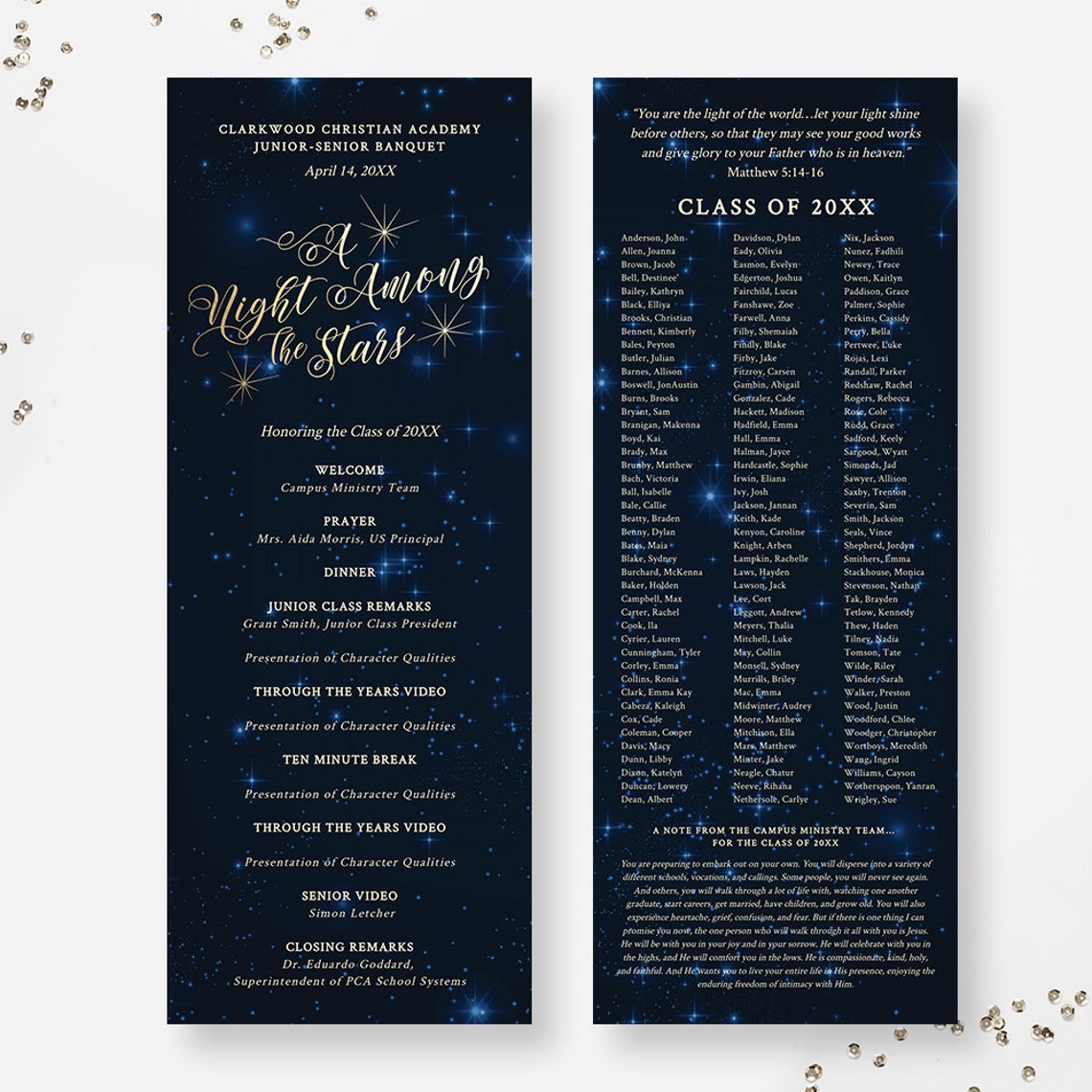 A Night Among the Stars Invitation Template Set, Prom Welcome Sign ...