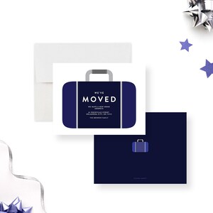 New Home Announcement Card with Blue Suitcase, New House Cards, Personalized Moving Announcement Card, New Apartment Address with Envelopes