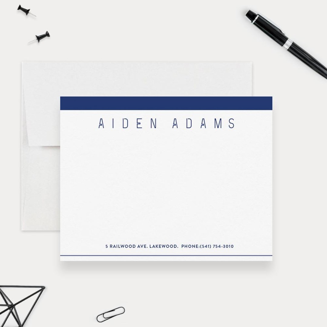 Personalized Note Cards With Name Address and Phone Number Custom Flat ...