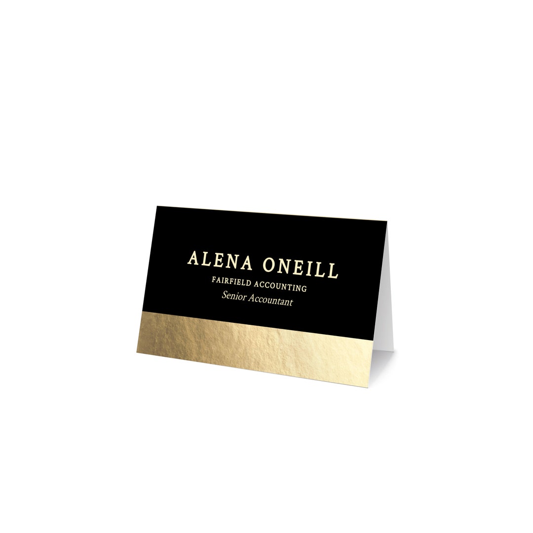 Wedding Place Card Template, Black and Gold Escort Cards, Printable ...