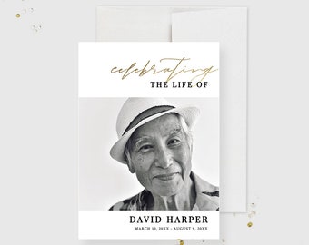 Celebration of Life with Funeral Program, Printable Memorial Cards, Obituary Template, Memorial Service Cards, Funeral Announcement