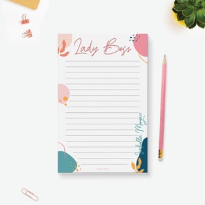 Lady Boss Notepad To Do List, Personalized Feminist Gifts, Boss Lady Notepad Stationary, Home Office Desk Pad for Women, Entrepreneur Gift