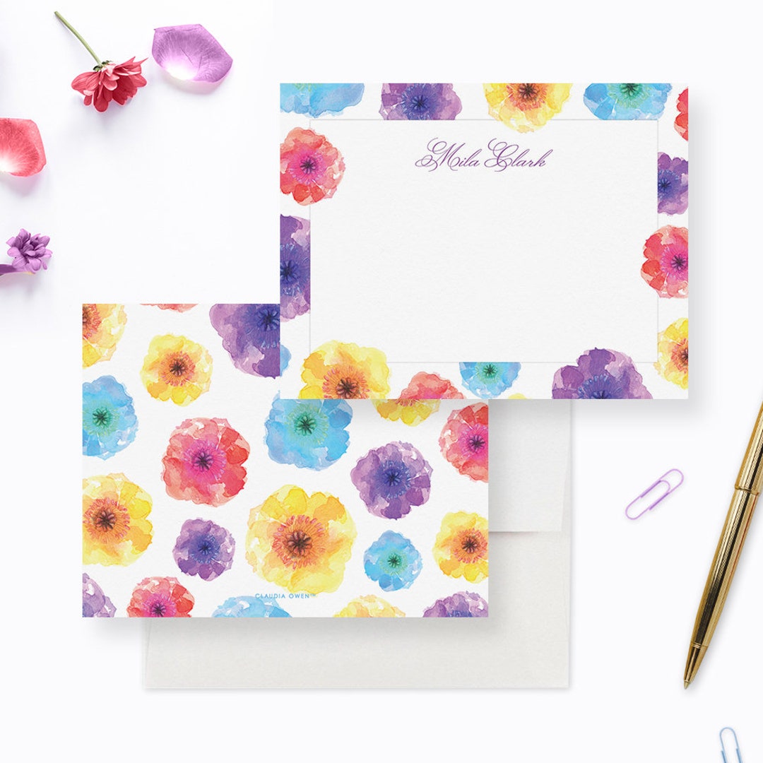 Note Cards for Women Floral Stationery Notecards, Personalized Note ...
