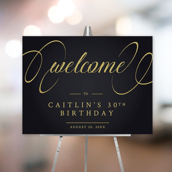 Buy Elegant Business Welcome Sign Template, Cocktail Party Printable Door  Sign, Adult Birthday Black and Gold Welcome Sign Online in India - Etsy