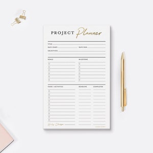 Project Planner Custom Stationary Notepad, Personalized Work Planner Desk Pad, Paper Pad Project Tracker To Do List Desk Notepad