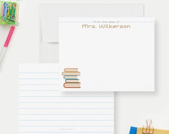 Personalized Teacher Note Cards Custom Teacher Gift Stationery Note Card Set, Thank You Teacher Appreciation Stationary Holiday Present