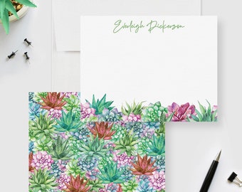 Cactus Note Card Succulent Novelty Stationery Set With Envelopes, Succulent Thank You Note Watercolor Cactus Cacti Gift