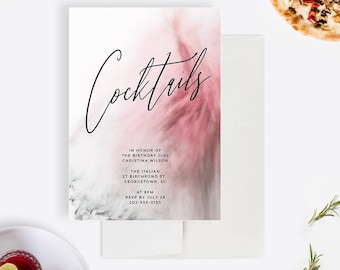 Cocktail Party Invitation Template, 21st 30th 40th 50th Chic Birthday Invitation Printable Digital Download Adult Birthday