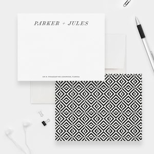 Ensemble de papeterie personnalisée pour couples, ensemble de cartes de correspondance pour hommes en noir et blanc, papeterie pour bureau à domicile, cadeaux personnels pour couple