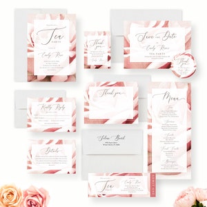 Birthday Tea Party with Pink Rose, Beautiful Invites for Ladies Tea, Mother&#39;s Day Tea Party, Tea Party Fundraiser Invitation, Bridal Shower