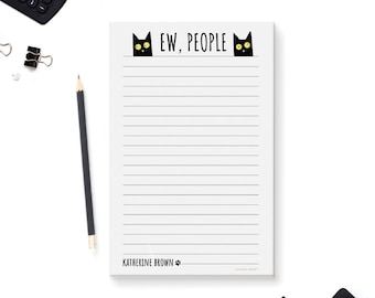 Ew People Notepad, Fun Sarcastic Gifts for Women and Men, To Do List Pad, Funny Cat Lover Gifts, Personalized Introvert Gift