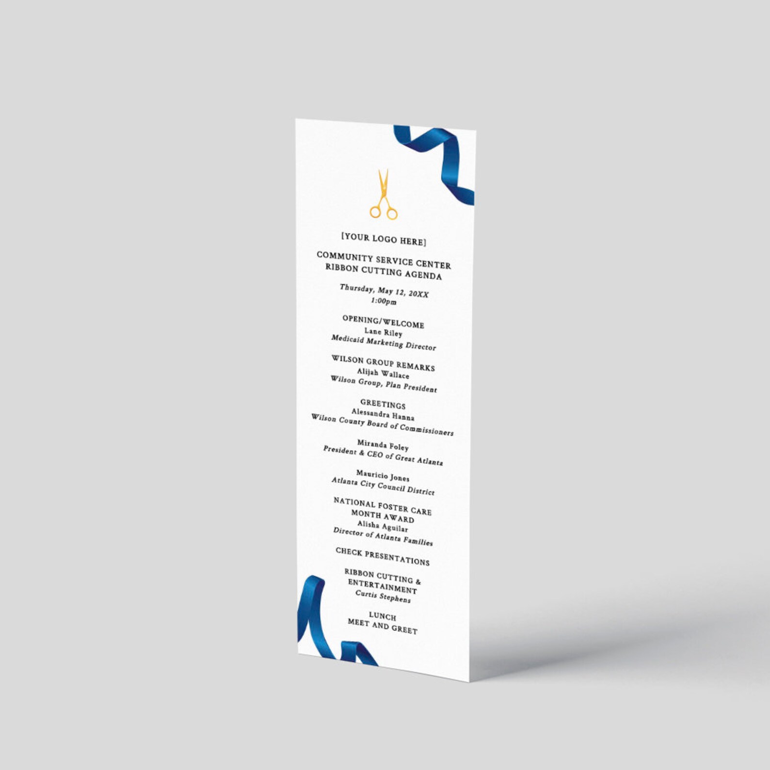 Ribbon Cutting Bookmark Template, Small Order of Events, Personalized ...