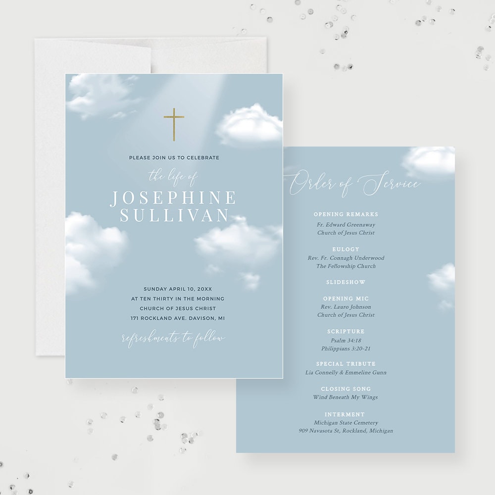 Angel in Heaven Celebration of Life Invitation Digital File - Etsy