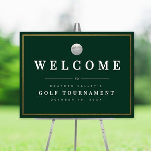 Golf-Geburtstagsparty-Willkommensschild Bearbeitbare Vorlage, druckbares Schild digitaler Download, Golfturnier-Schild, Partee-Golf-Schild, Golf-Yard-Schild