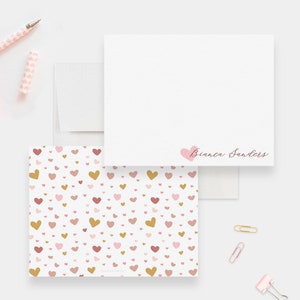 Heart Note Cards Girl Stationery For Kids, Custom Cute Note Card Gift For Children Colorful Kids Stationery, Love Heart Name Stationery