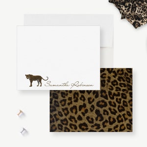 Ensemble de papeterie pour femme, ensemble d'enveloppes personnalisées à imprimé animal léopard, cartes de correspondance personnalisées léopard, remerciement, cadeaux léopard