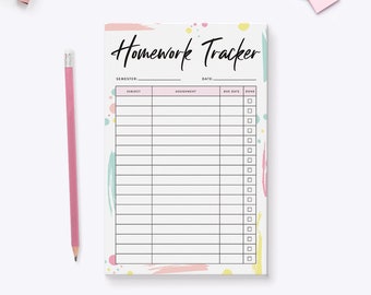 homework planner Homework School Tracker Notepad, Assignment Tracker Pad Student Notepad Planner, Personalized Schoolwork Tracker, Study Home School Planner