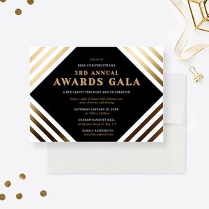 Invitación a la fiesta de gala de premios, descarga digital de invitación de negocios, plantilla editable de negocios imprimible formal para eventos elegantes