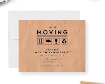 Business Moving Announcement Cards We’re Moving Notice With New Address Custom Printed Card for Office Relocation Client Update