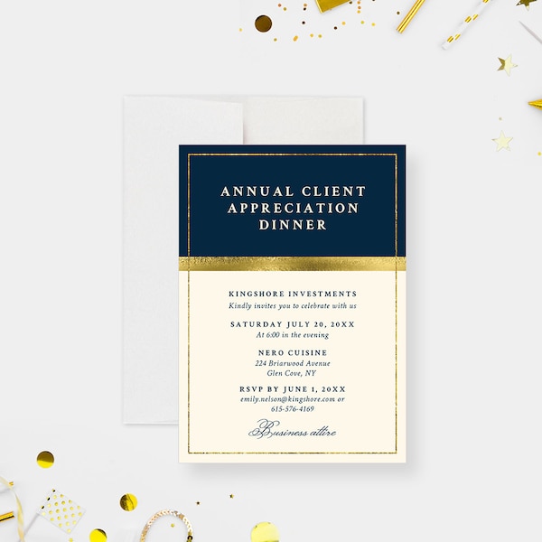 Corporate Dinner Party Invitation, Professional Event Invite, Elegant Business Function, Personalized Office Party, Special Event Invitation