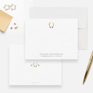 Ensemble de papeterie pour dentiste, cartes de correspondance plates, cartes personnalisées, cadeau de papeterie dentaire pour dentiste, cadeaux de remise des diplômes, étudiant en médecine dentaire, hygiéniste