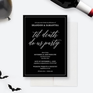 Til Death Do Us Party Wedding Invitation Template, Gothic Bridal Shower Digital Download, Halloween Bridal Shower Invite