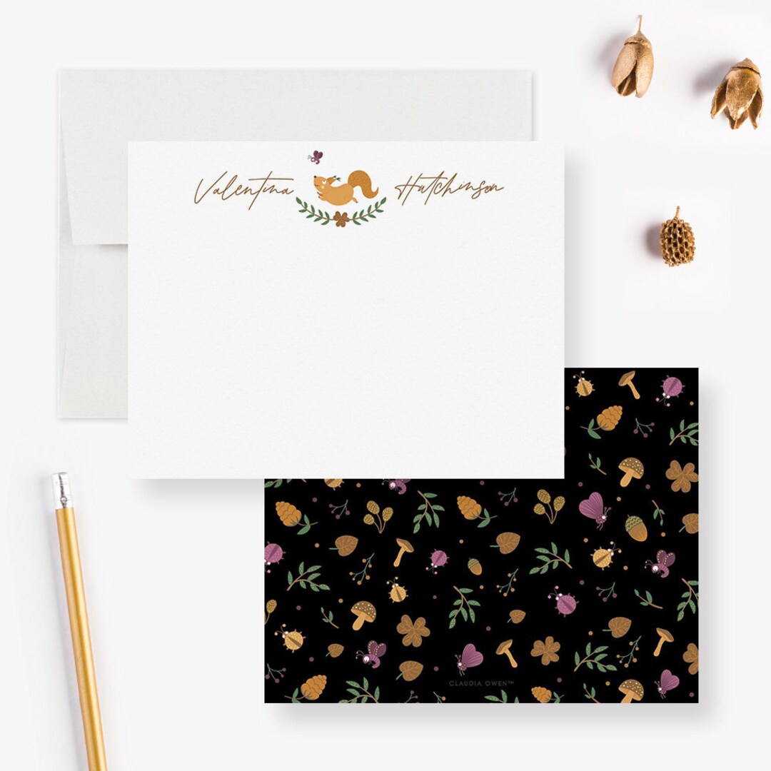 Woodland Squirrel Note Card Animal Stationery Gift, Custom Squirrel ...