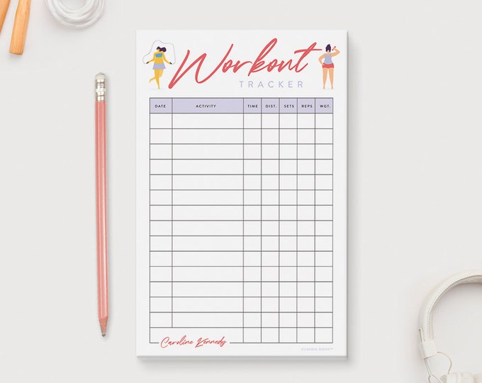 Workout Tracker Notepad, Custom Fitness Planner Log Exercise Journal, Personalized Fitness Tracker Sheets, Gym Workout Gifts