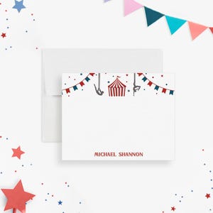 Cartes de remerciement pour fête du cirque, ensemble de papeterie personnalisé sur le thème du carnaval, cartes de correspondance personnalisées pour enfants, papier à lettres