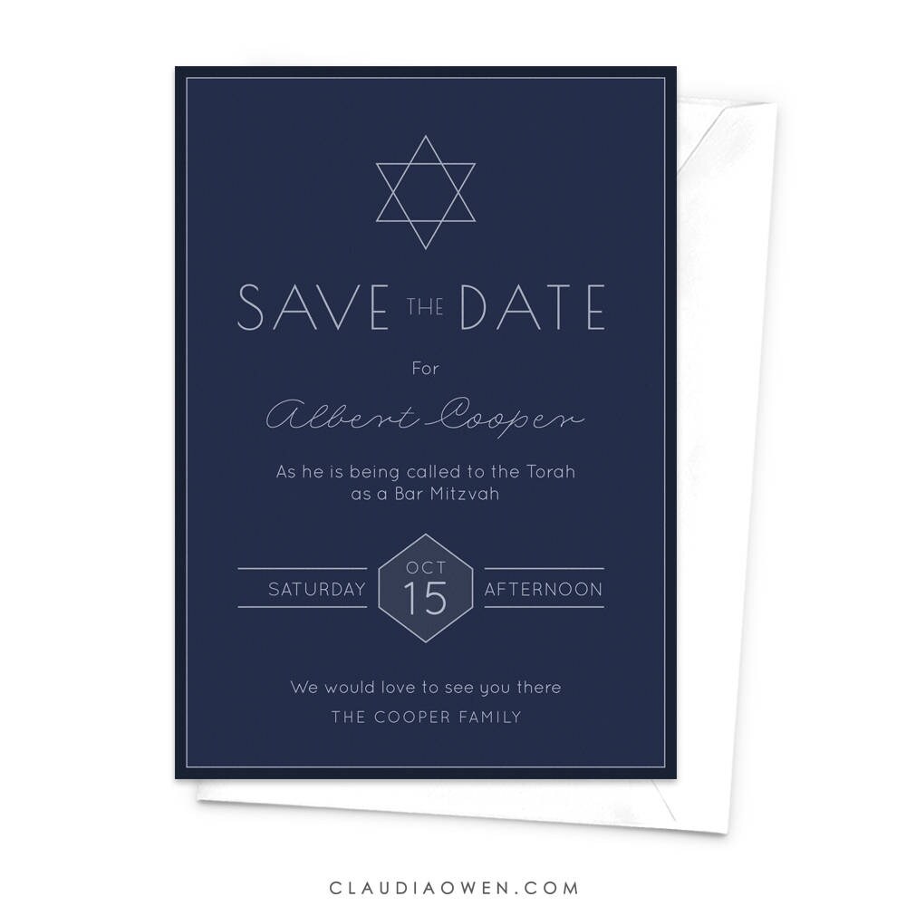 Bar & Bat Mitzvah Save the Date Card Religious Celebration Etsy