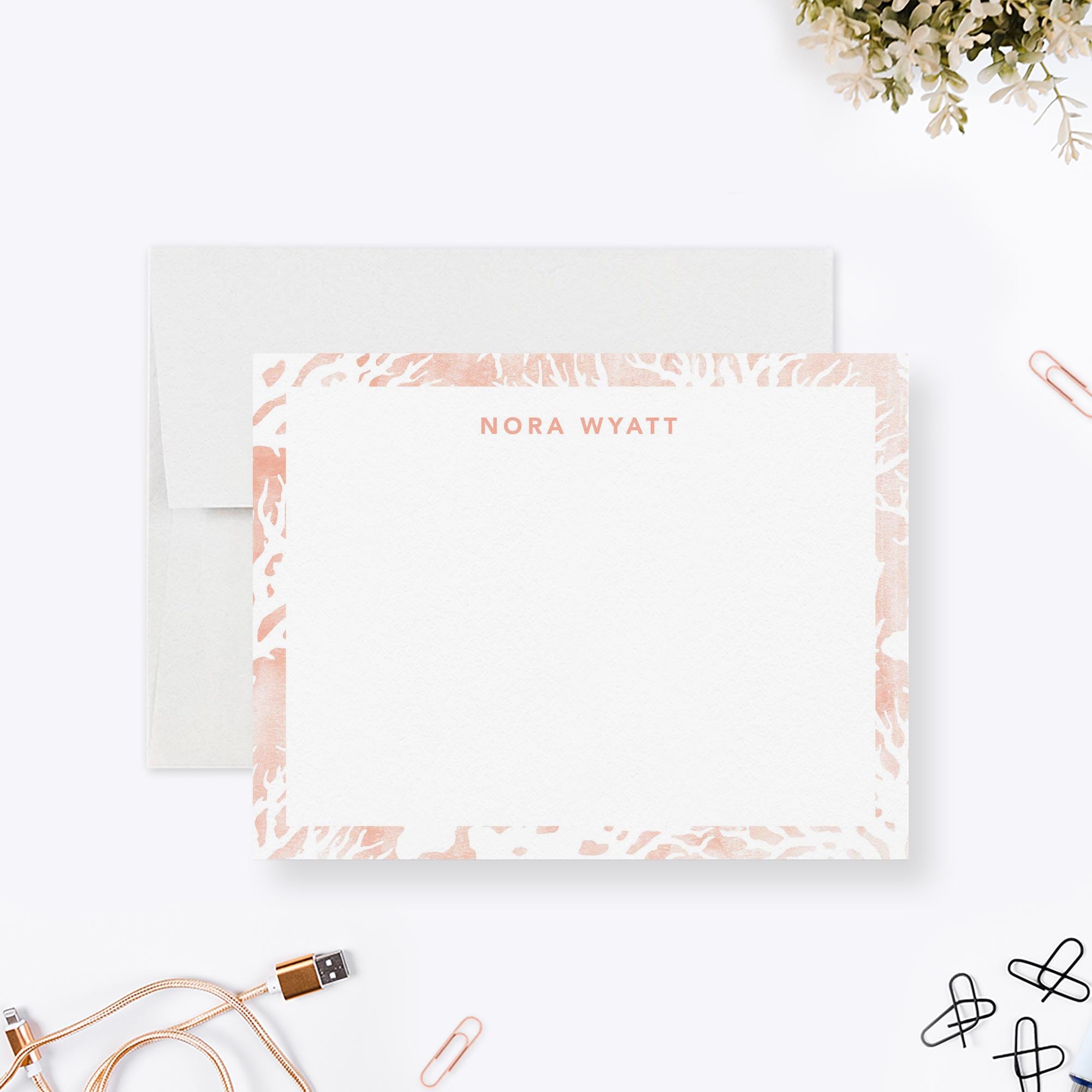 Coral Reef Note Card Set Personalized Ocean Stationery Nature Inspired ...