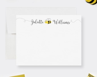 Bee Stationery Set Personalized With Name Custom Bumble Bee Note Cards for Kids Teachers Thank You Notes Everyday Writing Set