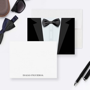Mens Stationery Set Bow Tie Birthday Thank You Cards, Best Man Note Cards, Tuxedo Groomsmen Cards, Black Tie Mens Suit Cards  Gift for Men