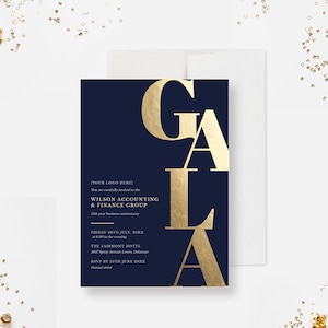 Gala Party Invitation Editable Template, Corporate Business Party Invites, Elegant Formal Invitations for Work and Professional Events